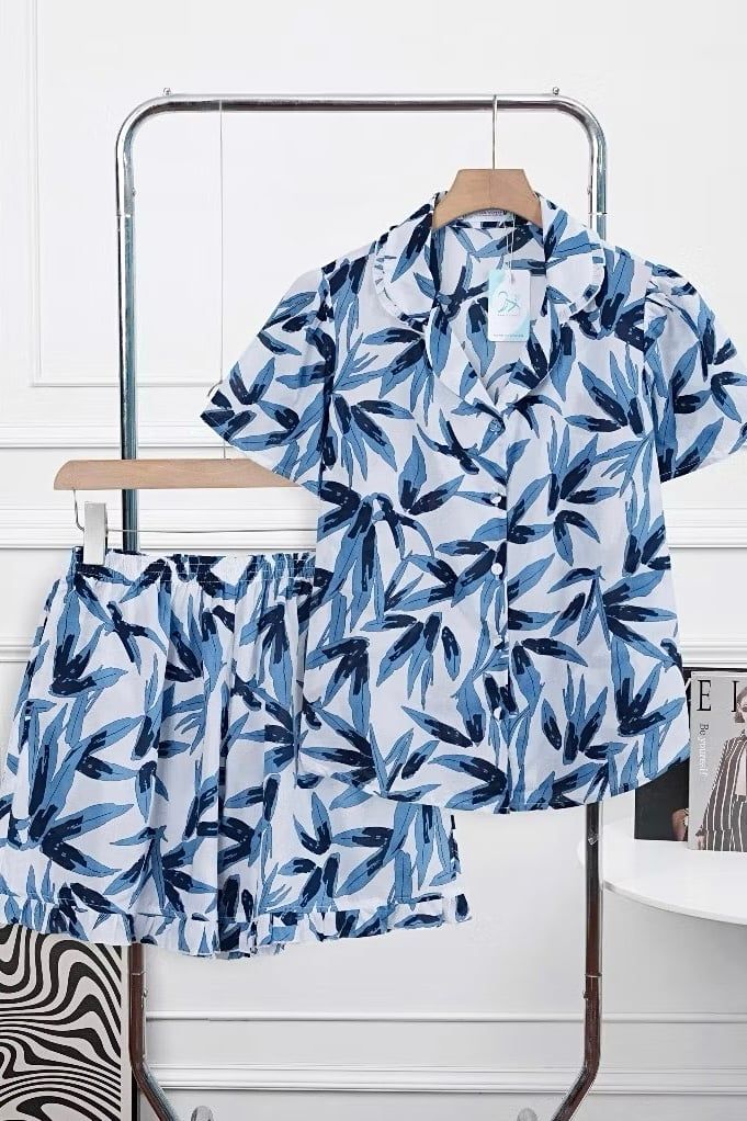  Bộ kate mặc nhà Pijama quần đùi tay ngắn 