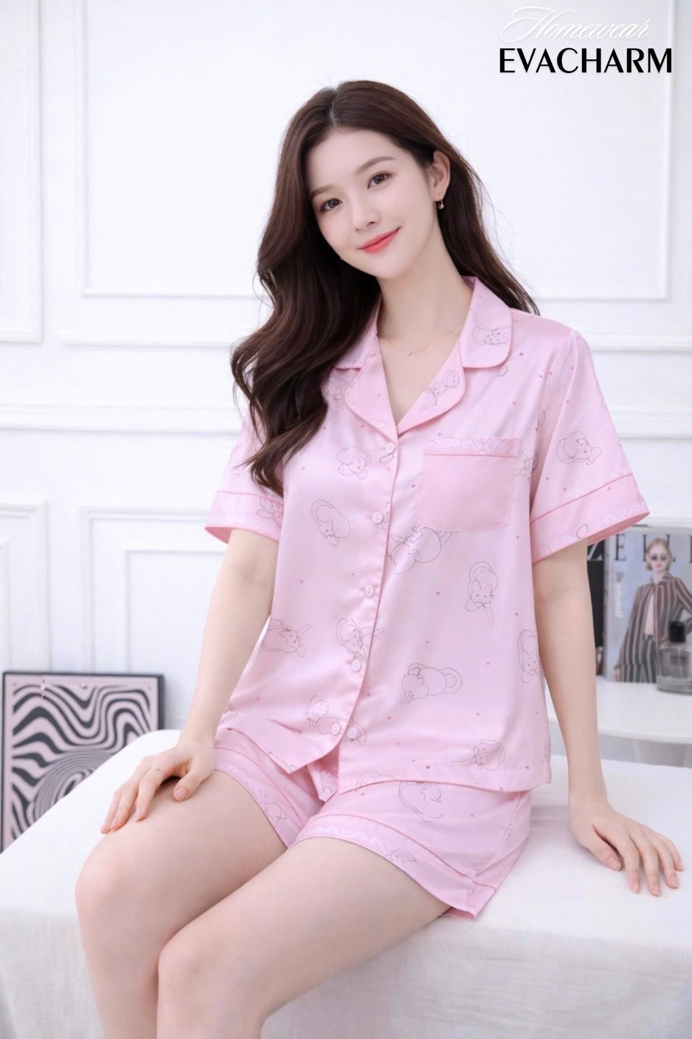  Bộ đùi mặc nhà tay ngắn chất lụa Pháp mát mịn 