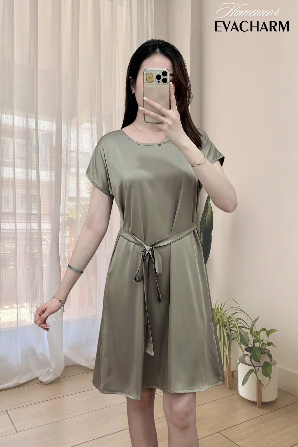  Váy ngủ lụa tay liền 