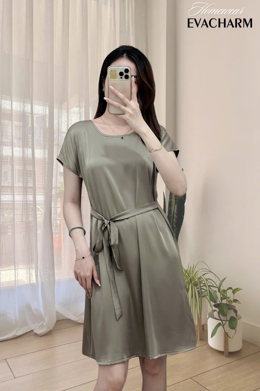  Váy ngủ lụa tay liền 