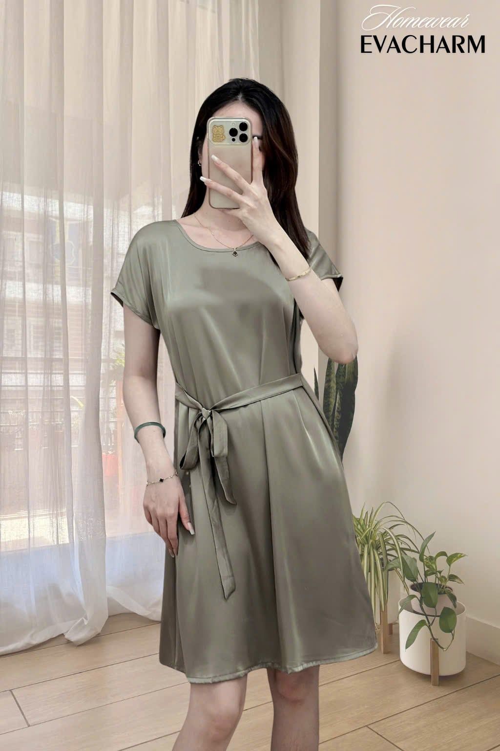  Váy ngủ lụa tay liền 