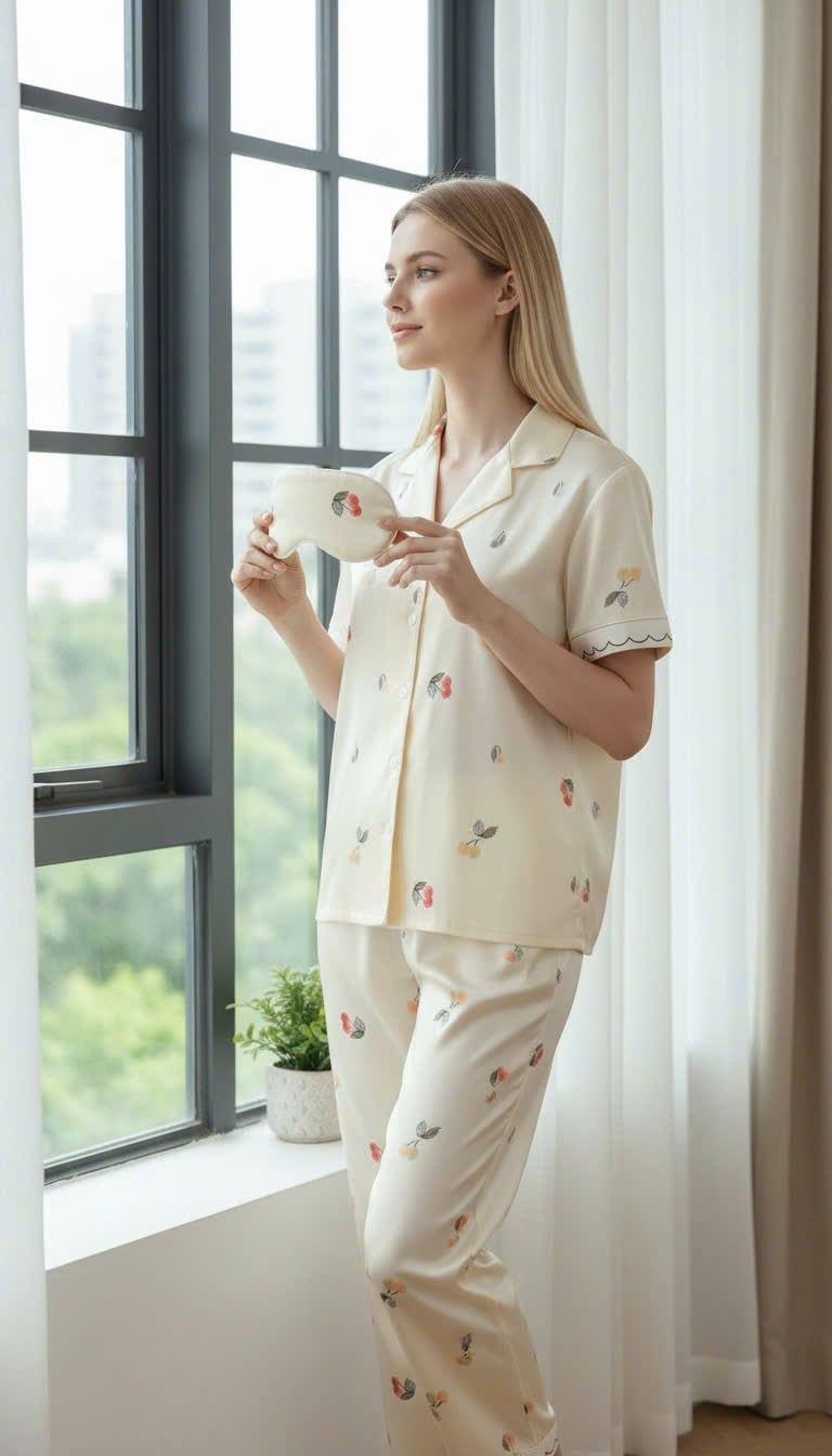  Bộ lụa Pháp cao cấp Pijama hoạ tiết 