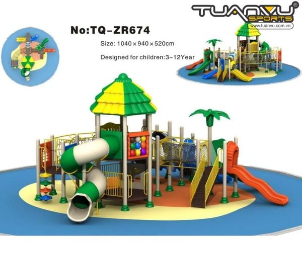 Sân chơi ngoài trời mầm non 2 tầng, San choi ngoai troi mam non 2 tang