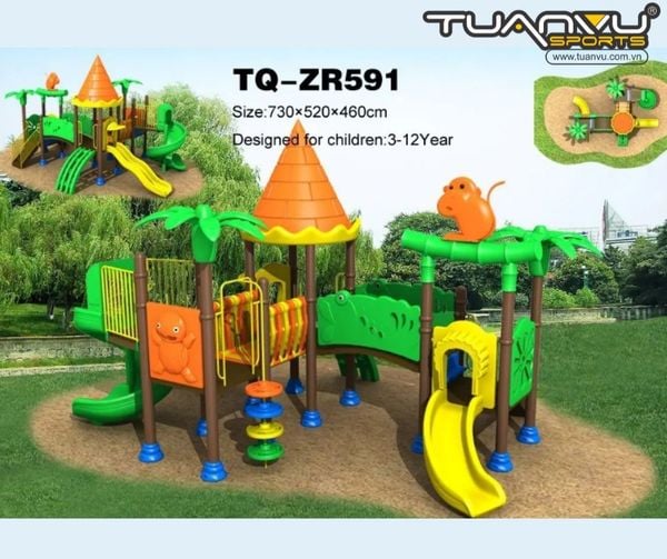 Sân chơi ngoài trời mầm non Jungle Series 2 tầng, San choi ngoai troi mam non Jungle Series 2 tang