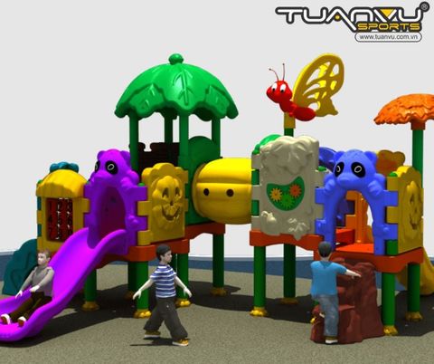 Sân chơi ngoài trời mầm non KP-QS001, san choi ngoai troi mam non kp qs001