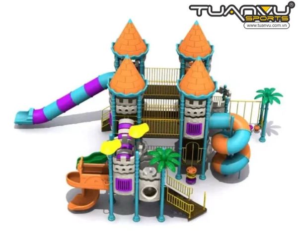 Sân chơi ngoài trời mầm non lâu đài KP-CB103, san choi ngoai troi mam non lau dai kp cb103