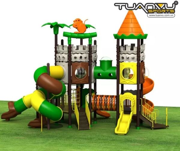 Sân chơi ngoài trời mầm non lâu đài KP-CB121, san choi ngoai troi mam non lau dai kp cb121