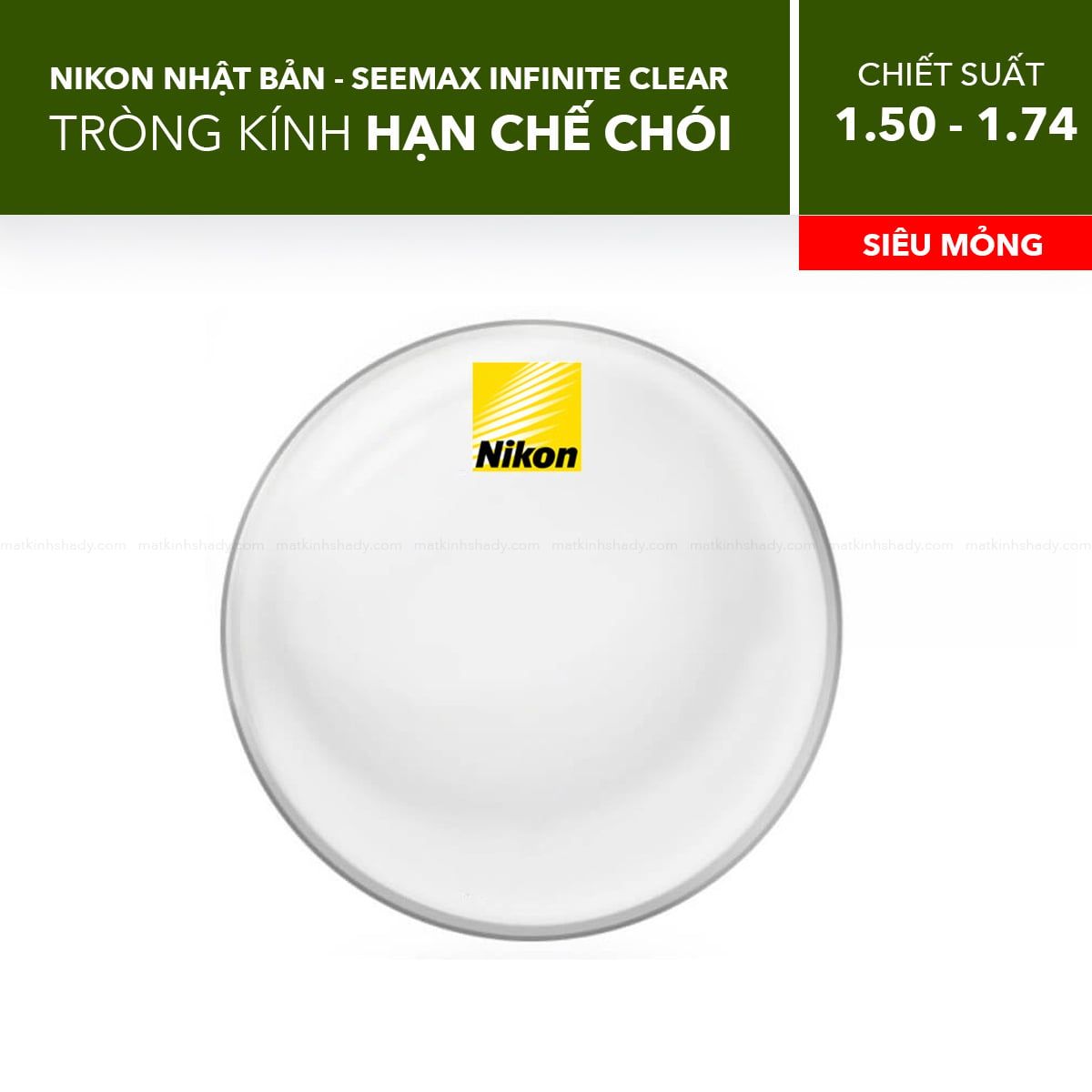  Tròng Kính Hạn Chế Chói Nikon SeeMax Infinite Clear 1.50/ 1.59/ 1.60/ 1.67/ 1.74 