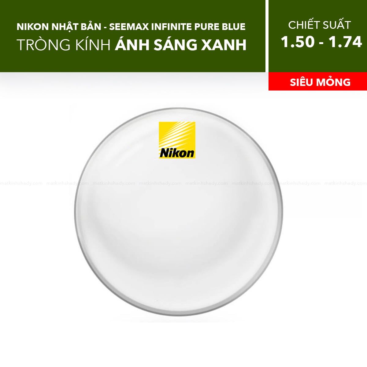  Tròng Kính Lọc Ánh Sáng Xanh Nikon SeeMax Infinite – Pure Blue UV 1.50/ 1.59/ 1.60/ 1.67/ 1.74 