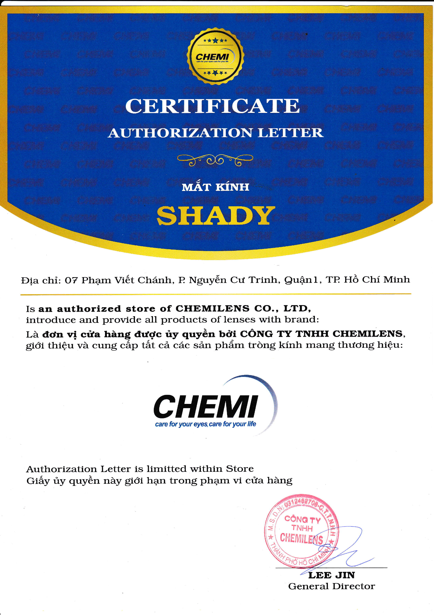  Tròng Kính Kiểm Soát Cận Thị Học Sinh Chemi Myopia Control Lens 1.59 PC U10 