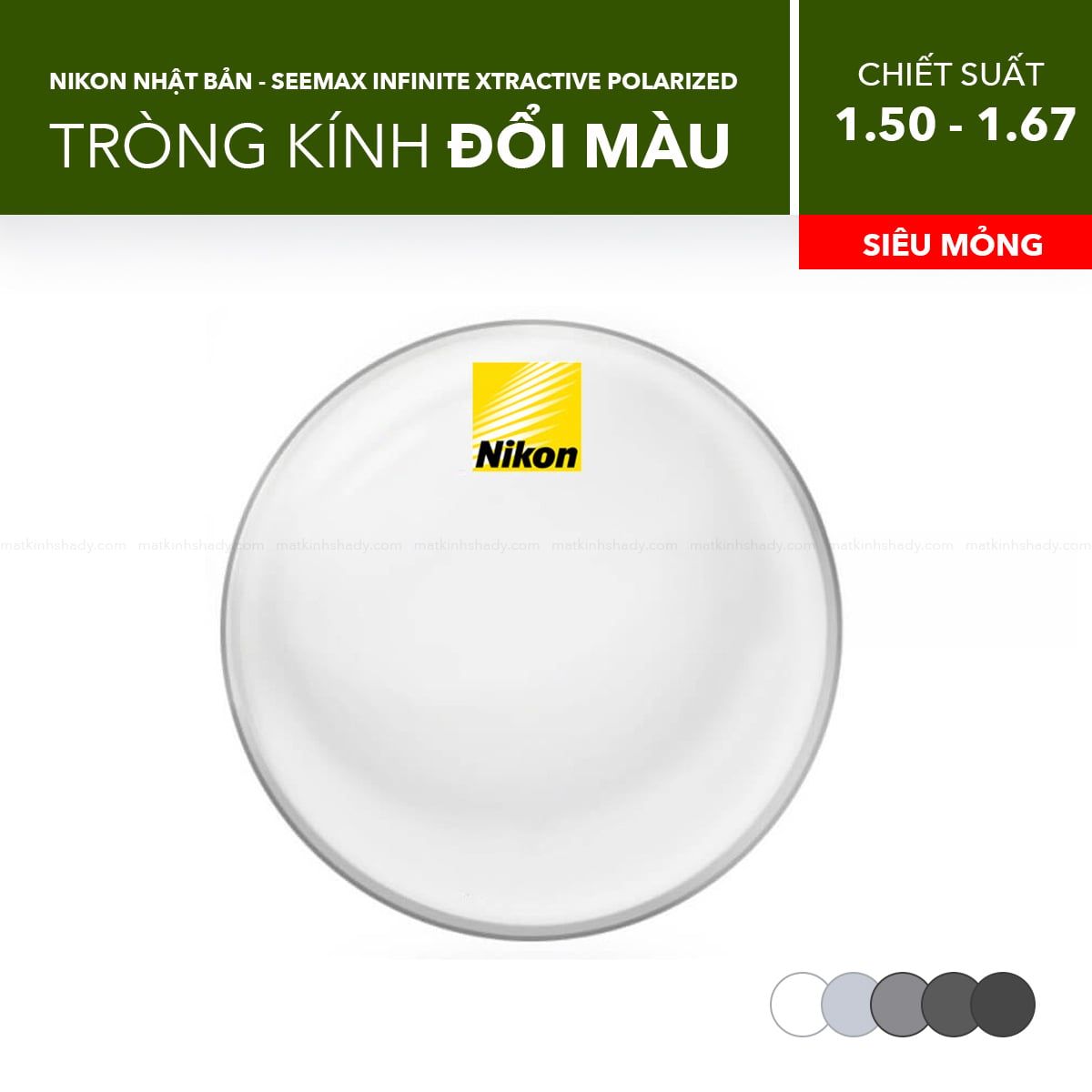  Tròng Kính Đổi Màu Nikon SeeMax Infinite XTRActive Polarized 1.50/ 1.59/ 1.60/ 1.67 