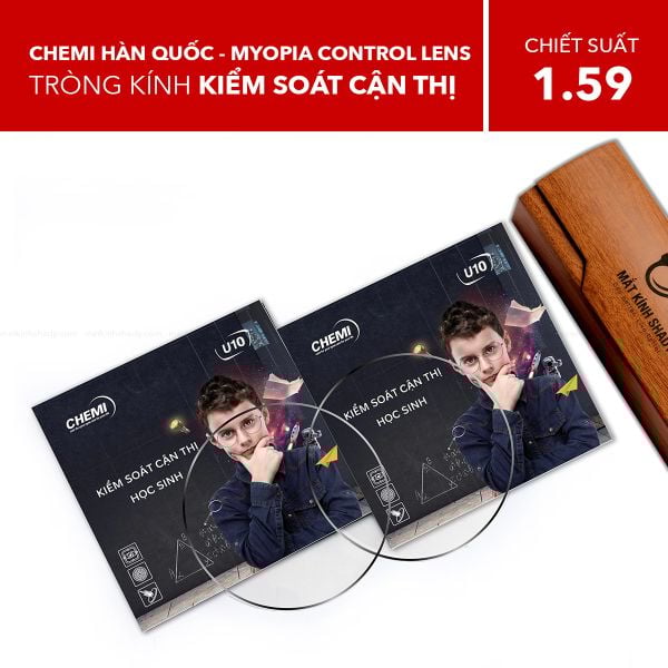 Tròng Kính Kiểm Soát Cận Thị Học Sinh Chemi Myopia Control Lens 1.59 PC U10