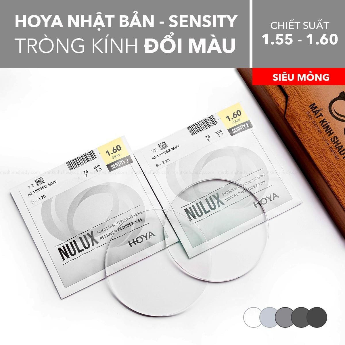  Tròng Kính Đổi Màu Hoya Sensity 