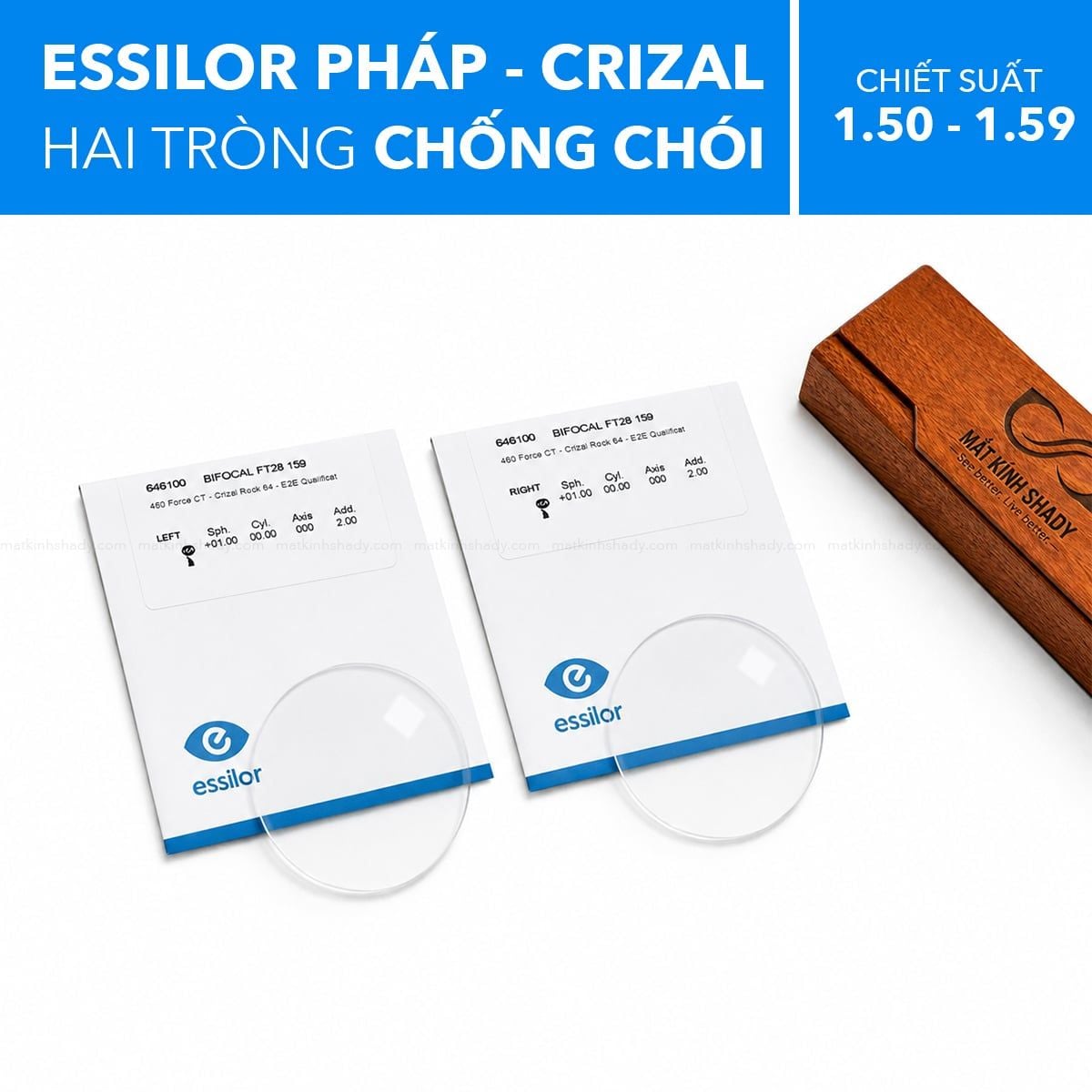  Tròng Kính Hai Tròng Chống Chói Essilor 