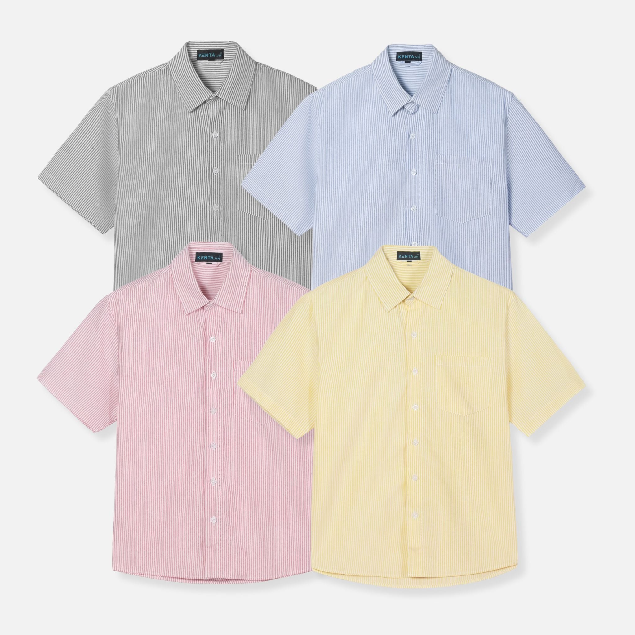  Sơ Mi Tay Ngắn Sọc Nhỏ Vải Oxford SMN0100 