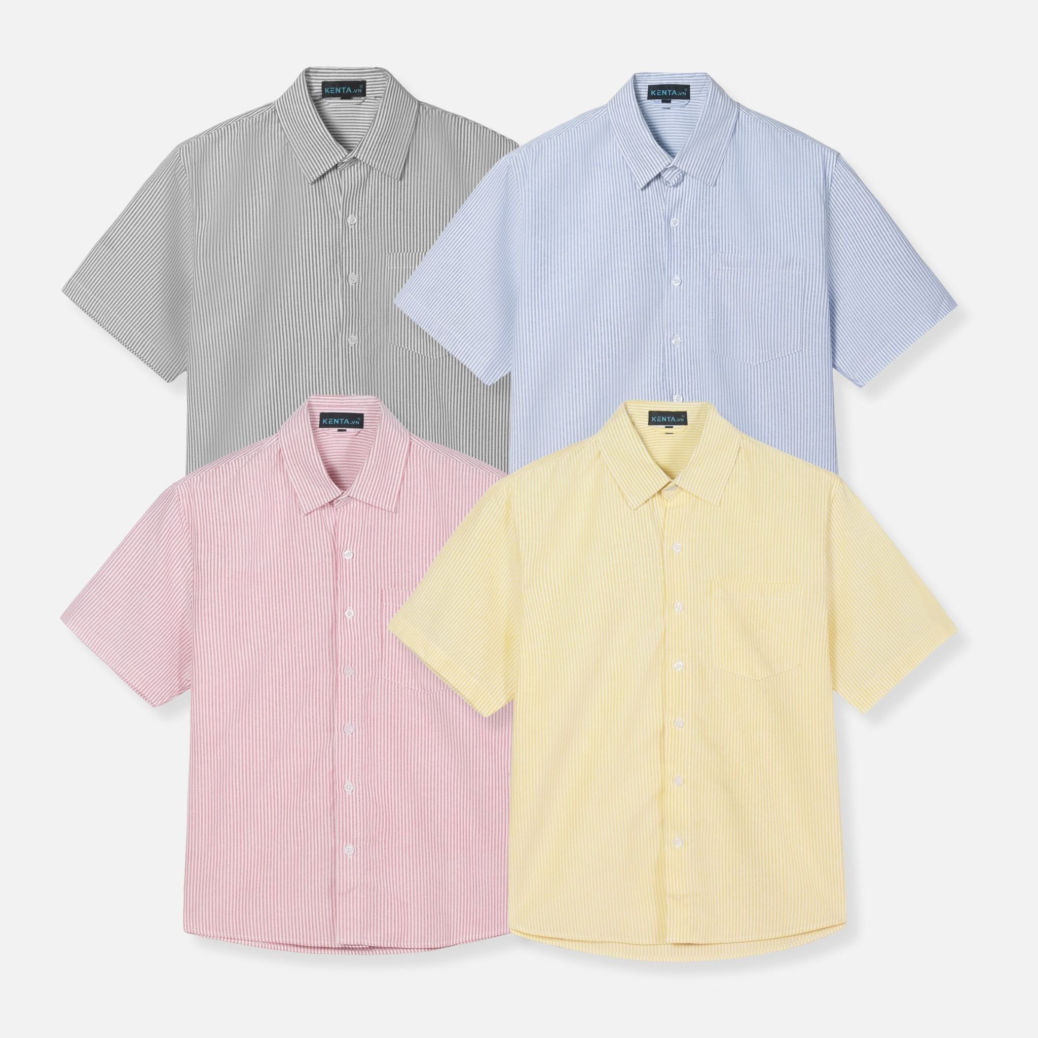  Sơ Mi Tay Ngắn Sọc Nhỏ Vải Oxford SMN0100 