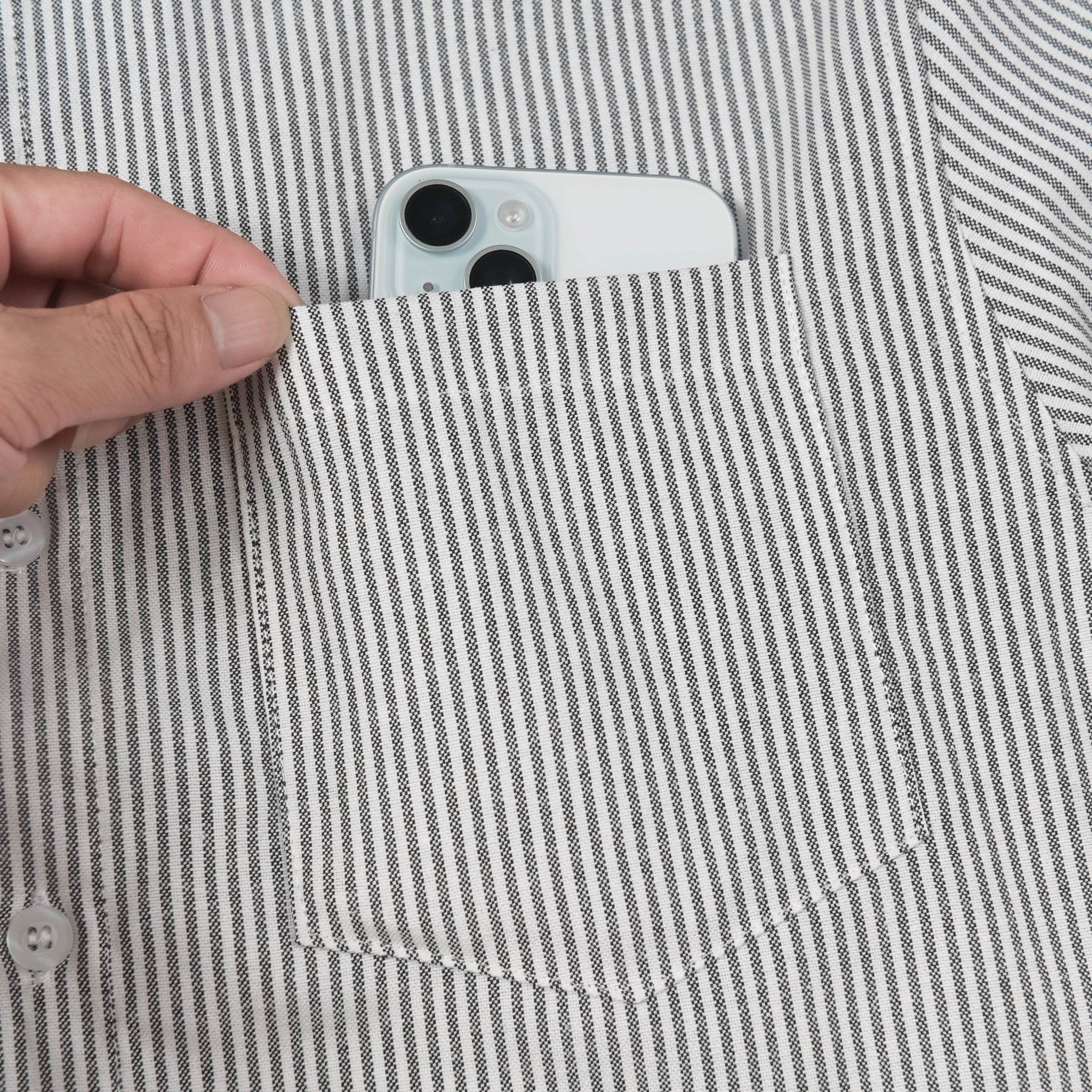  Sơ Mi Tay Ngắn Sọc Nhỏ Vải Oxford SMN0100 