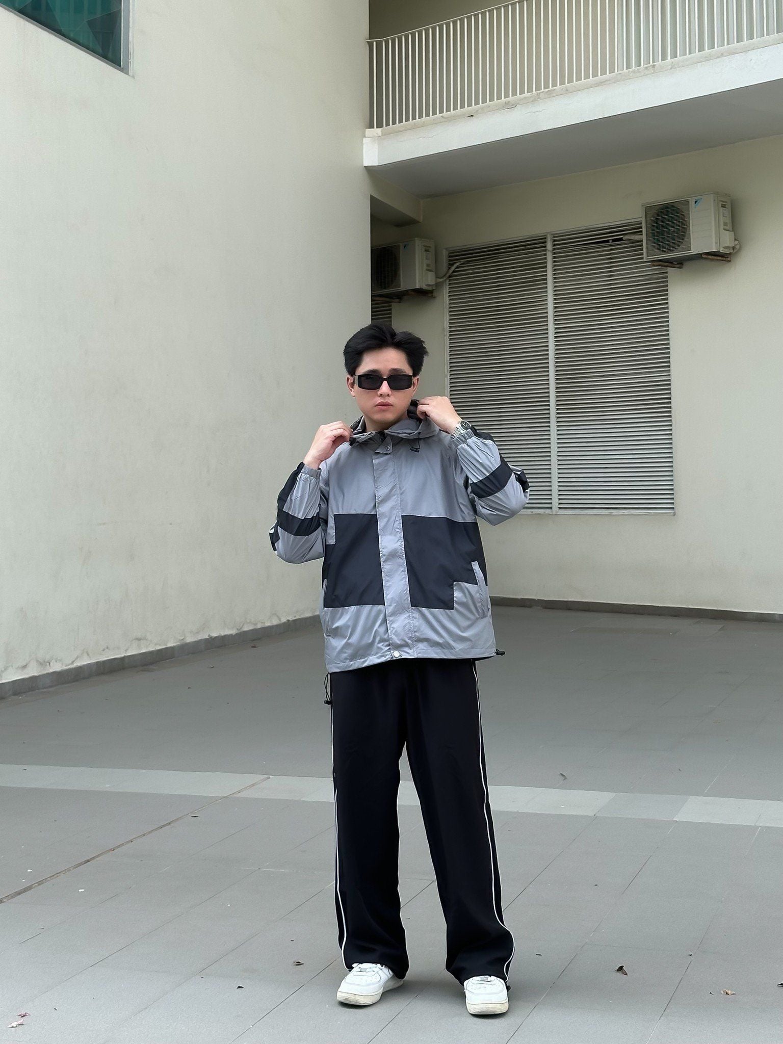  Áo Khoác Dù Phối Xéo  2 Lớp AKD0046 