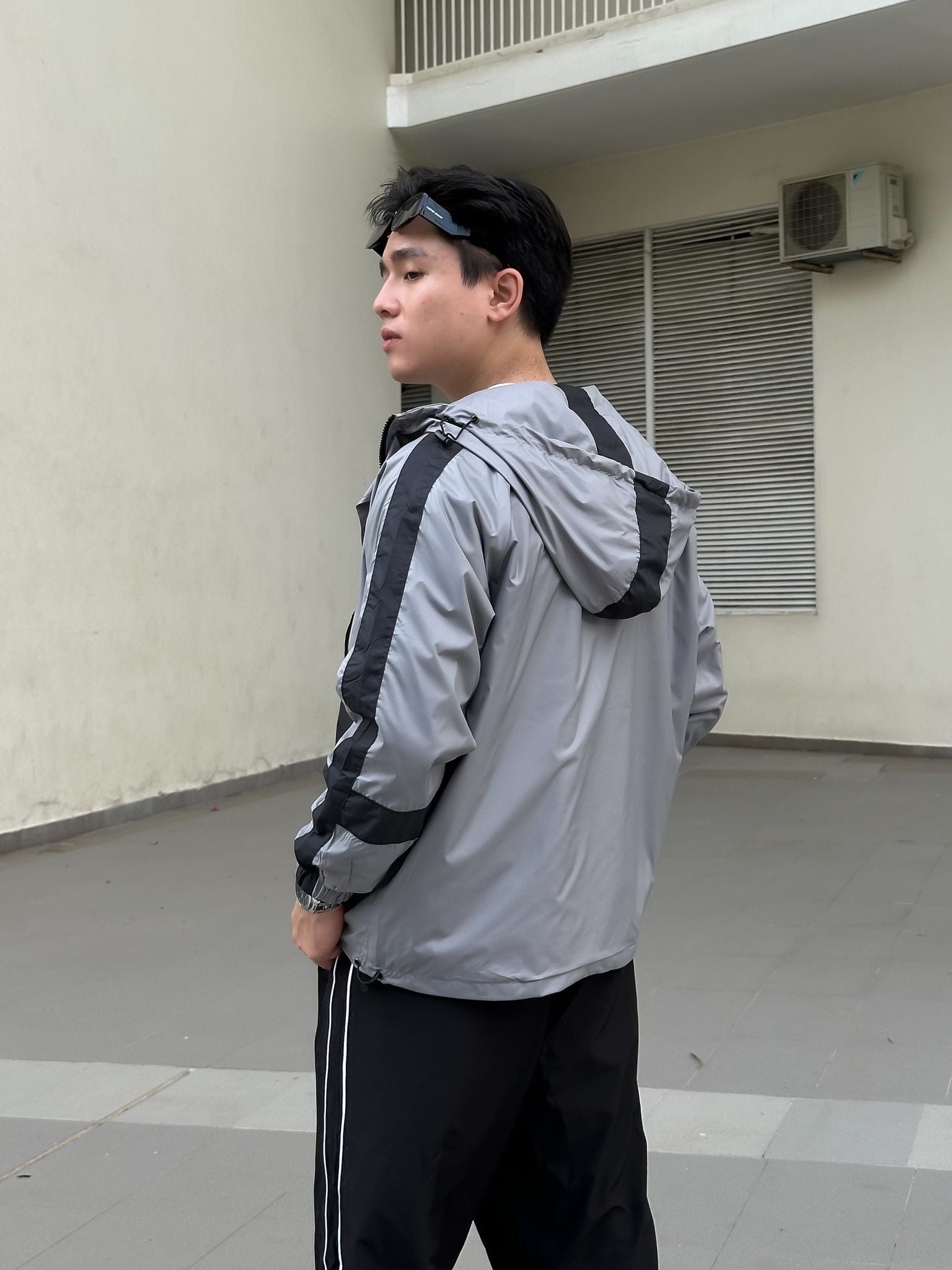  Áo Khoác Dù Phối Xéo  2 Lớp AKD0046 