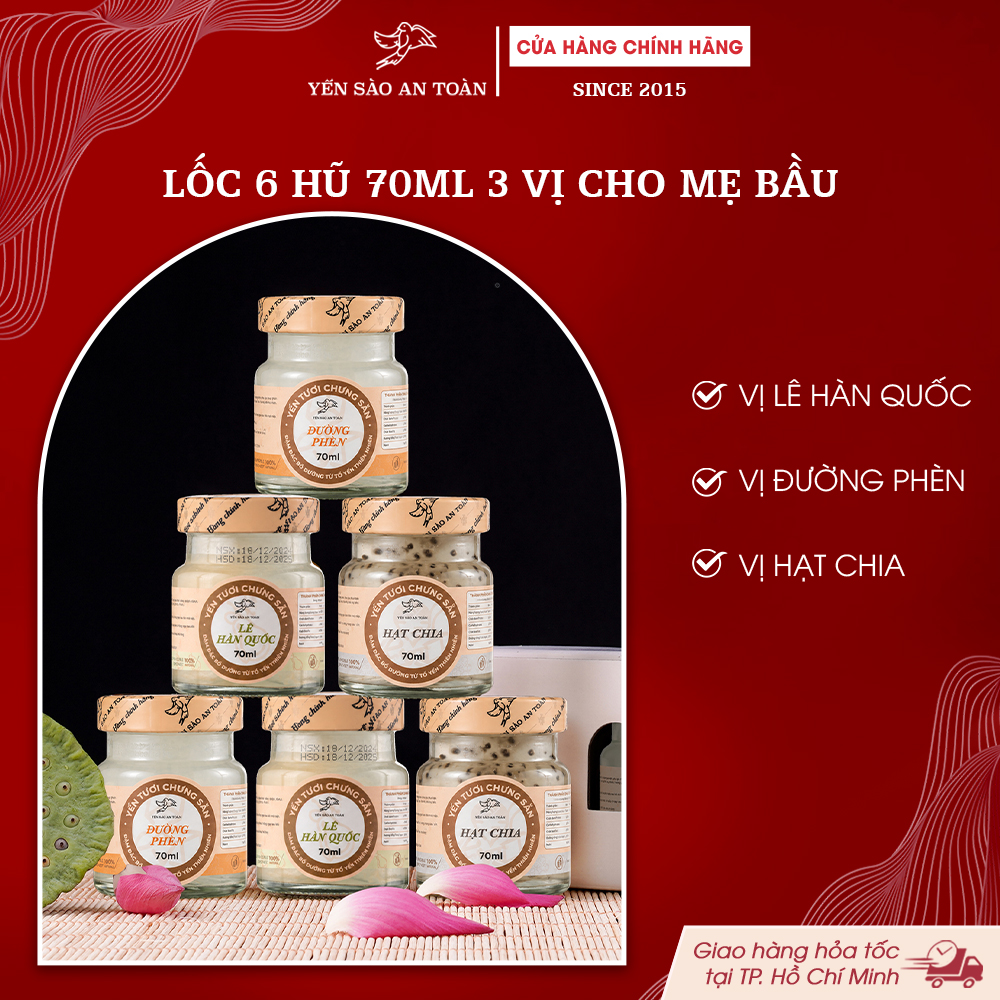 2026 - Lốc 6 lọ yến 70ml DÀNH CHO MẸ BẦU