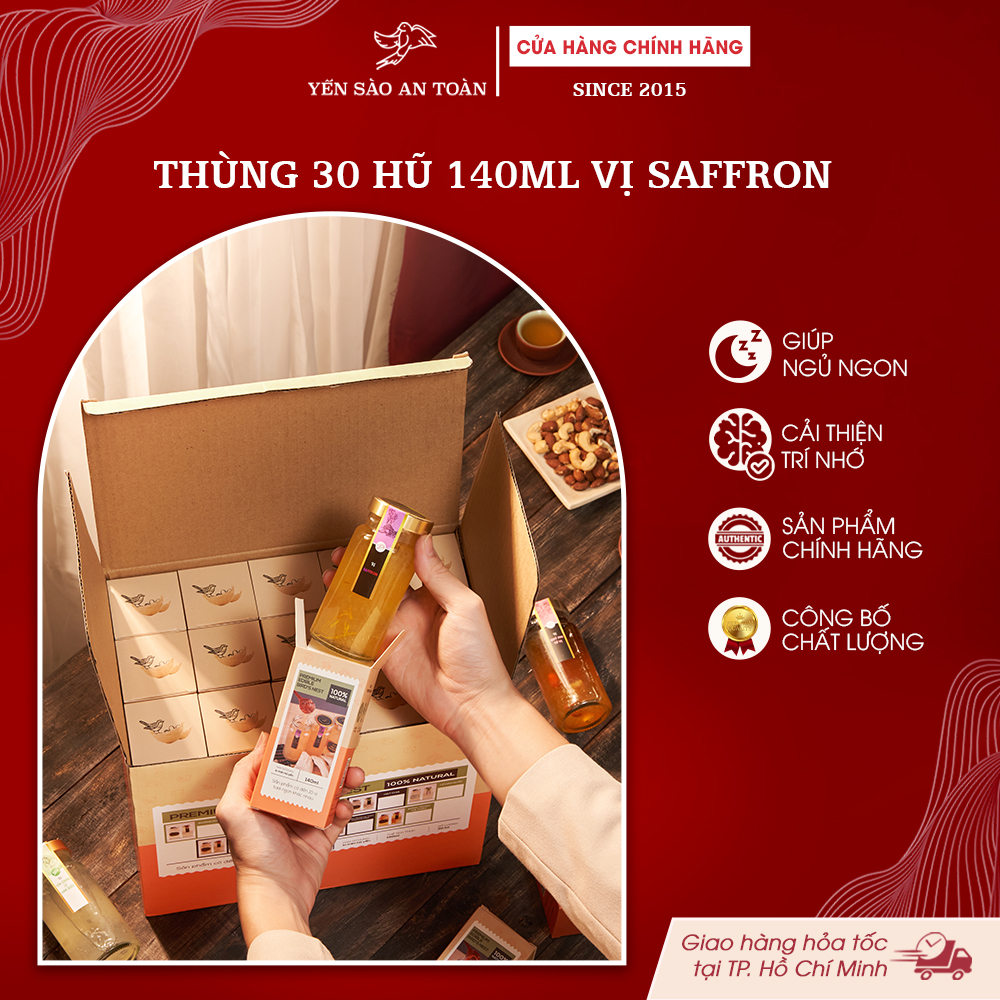 2026 - Thùng 30 lọ yến 140ml vị Nhụy Hoa Nghệ Tây