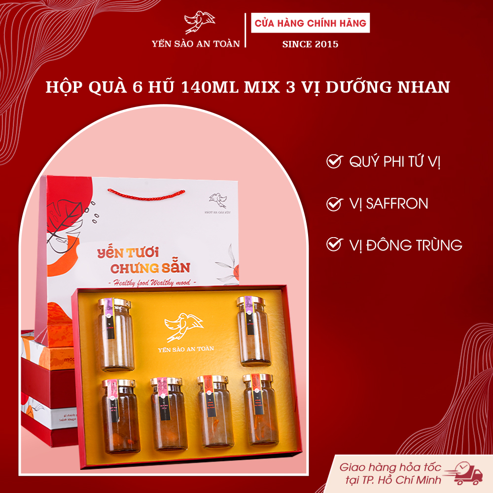 2026 - Hộp quà 6 lọ Yến 140ml DÀNH CHO PHÁI ĐẸP DƯỠNG NHAN