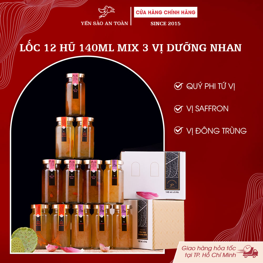 2026 - Lốc thanh lịch 12 lọ yến 140ml DÀNH CHO PHÁI ĐẸP DƯỠNG NHAN