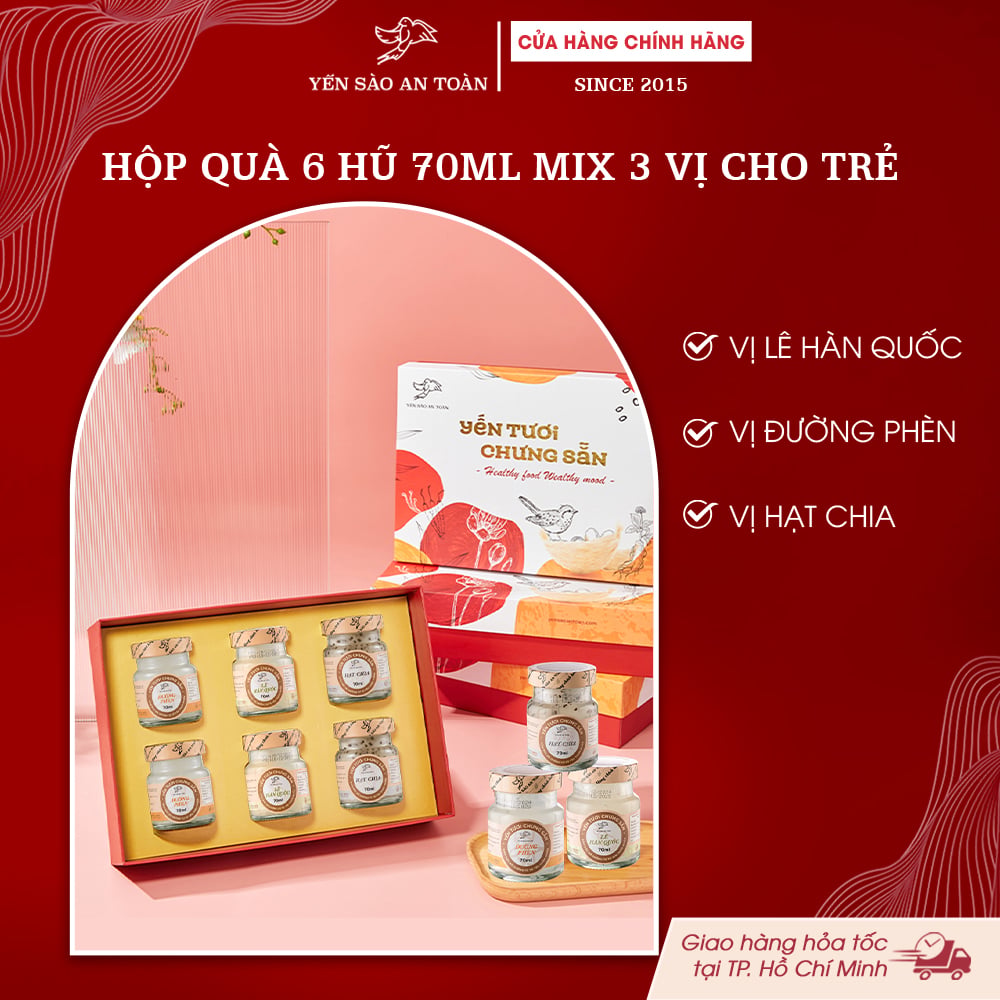 2026 - Hộp quà 6 lọ yến 70ml DÀNH CHO TRẺ EM