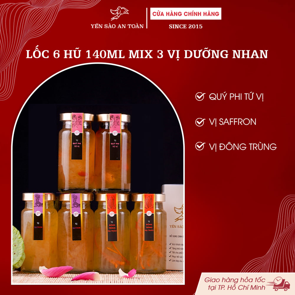 2026 - Hộp thanh lịch 6 lọ Yến 140ml DÀNH CHO PHÁI ĐẸP DƯỠNG NHAN