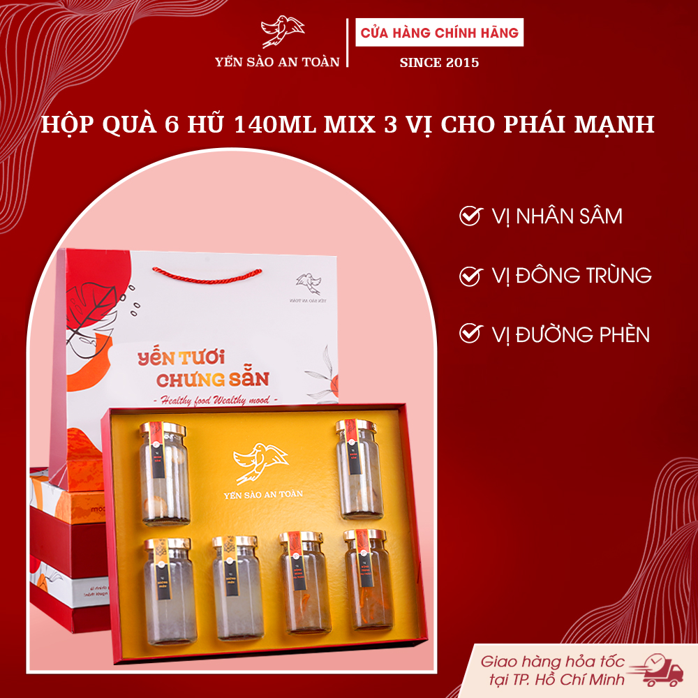 2026 - Hộp quà 6 lọ Yến 140ml DÀNH CHO PHÁI MẠNH