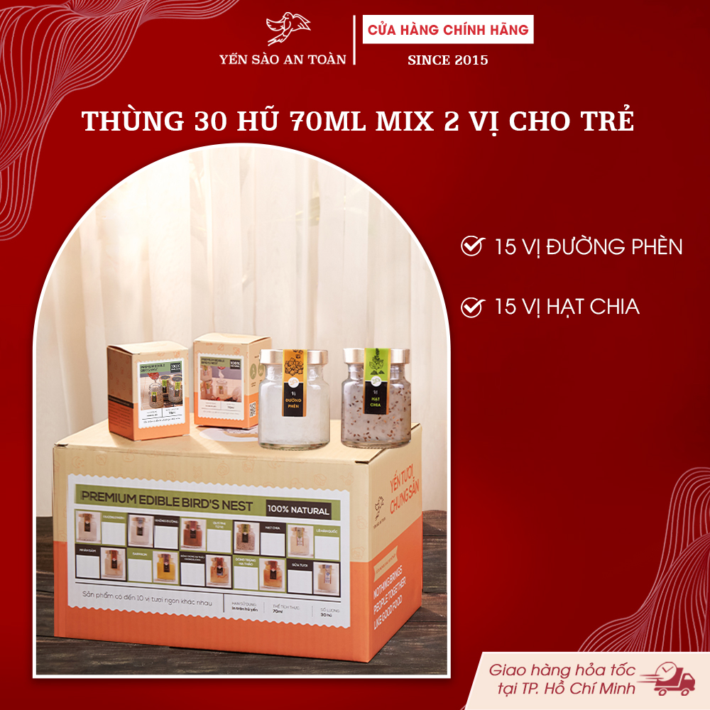 2026 - Thùng 30 Lọ Yến 70ml vị Kid2, yến chưng 2 vị cho bé