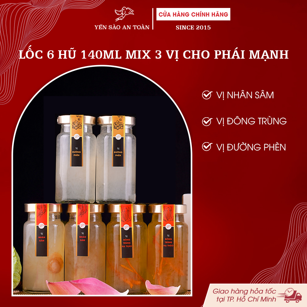 2026 - Hộp thanh lịch 6 lọ Yến 140ml DÀNH CHO PHÁI MẠNH