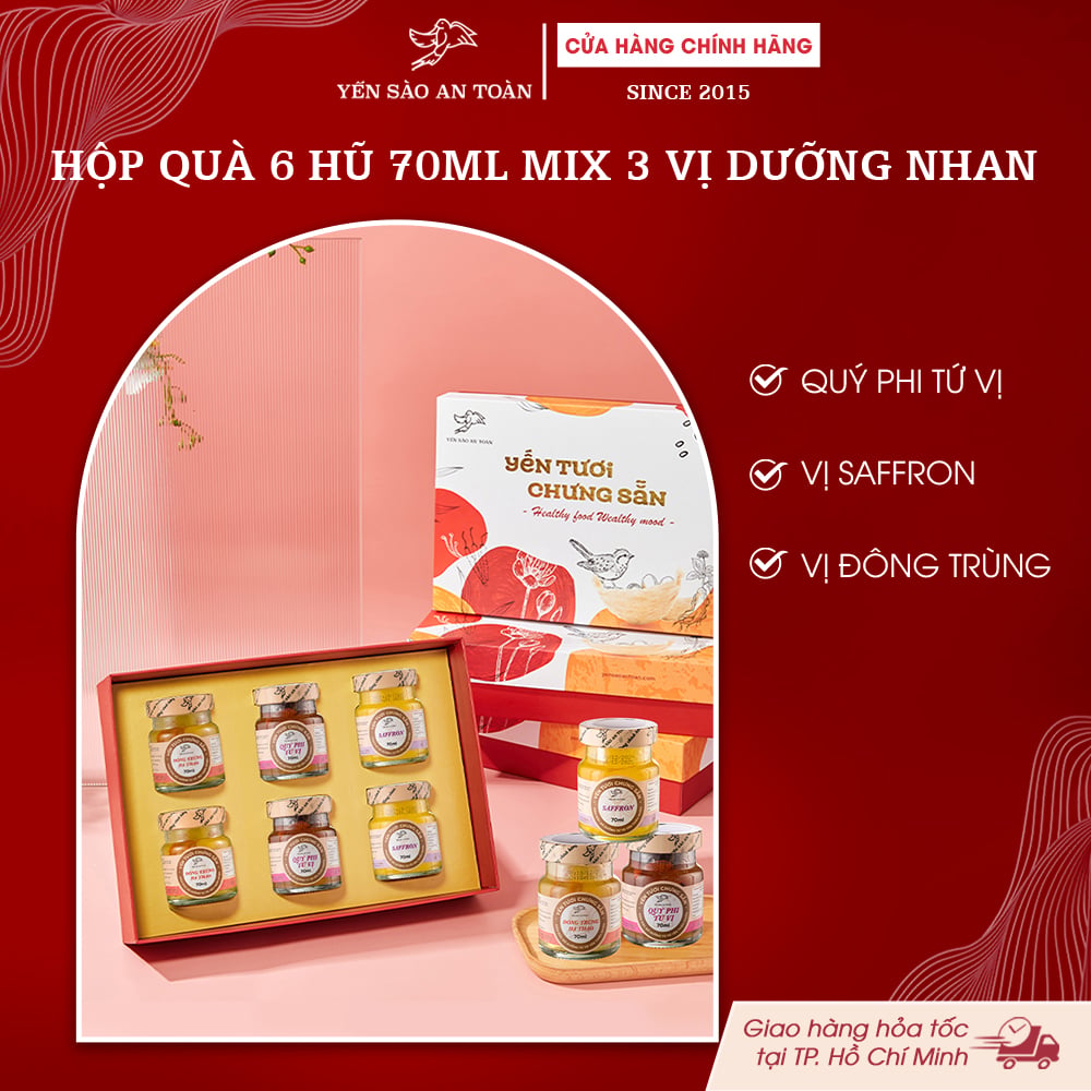 2026 - Hộp quà 6 lọ yến 70ml DÀNH CHO PHÁI ĐẸP DƯỠNG NHAN
