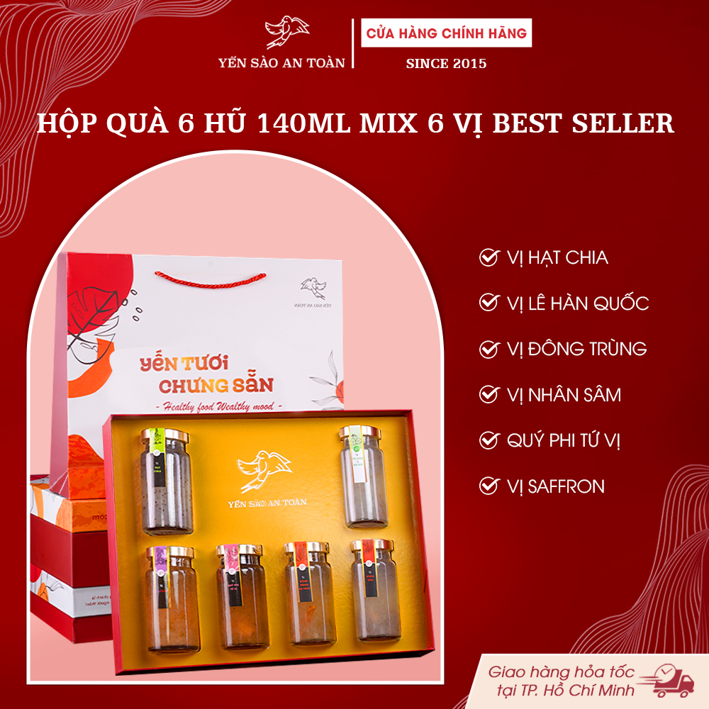 2026 - Hộp quà 6 lọ Yến 140ml MIX 6 VỊ BESTSELLER