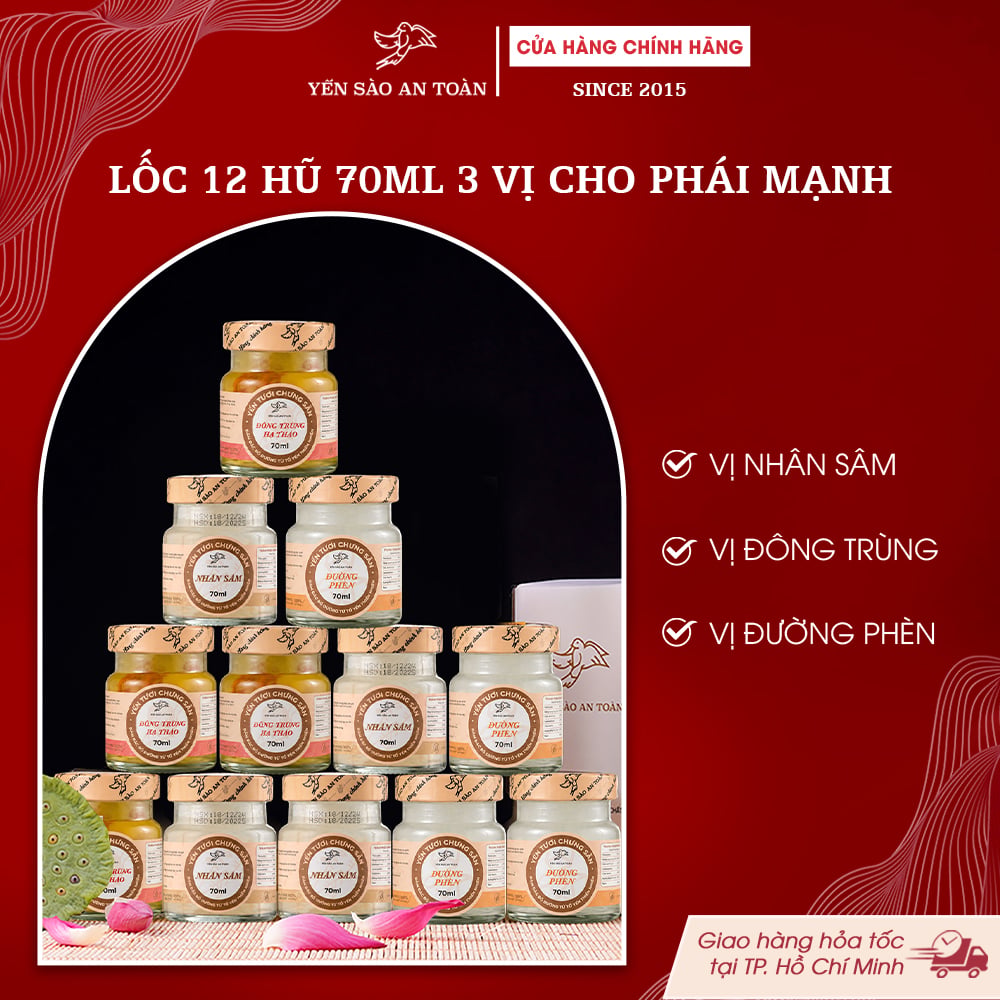 2026 - Lốc thanh lịch 12 lọ yến 70ml DÀNH CHO PHÁI MẠNH