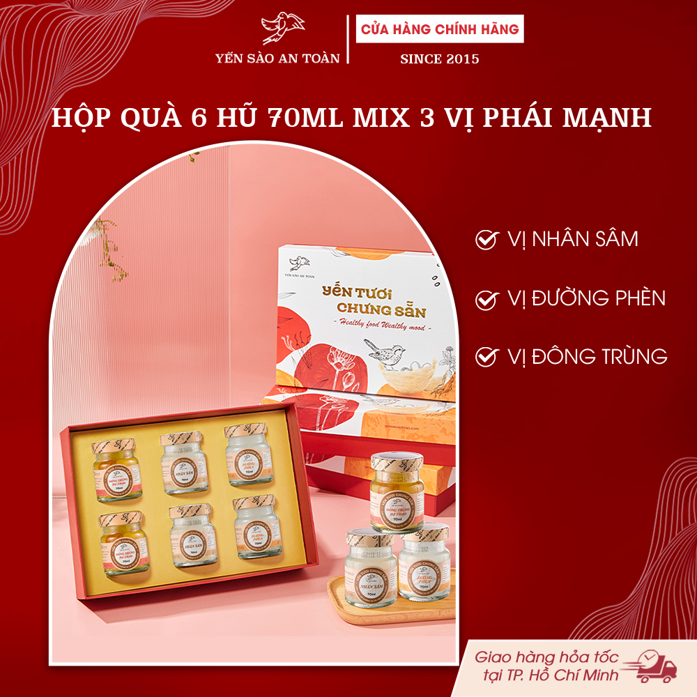 2026 - Hộp quà 6 lọ yến 70ml DÀNH CHO PHÁI MẠNH