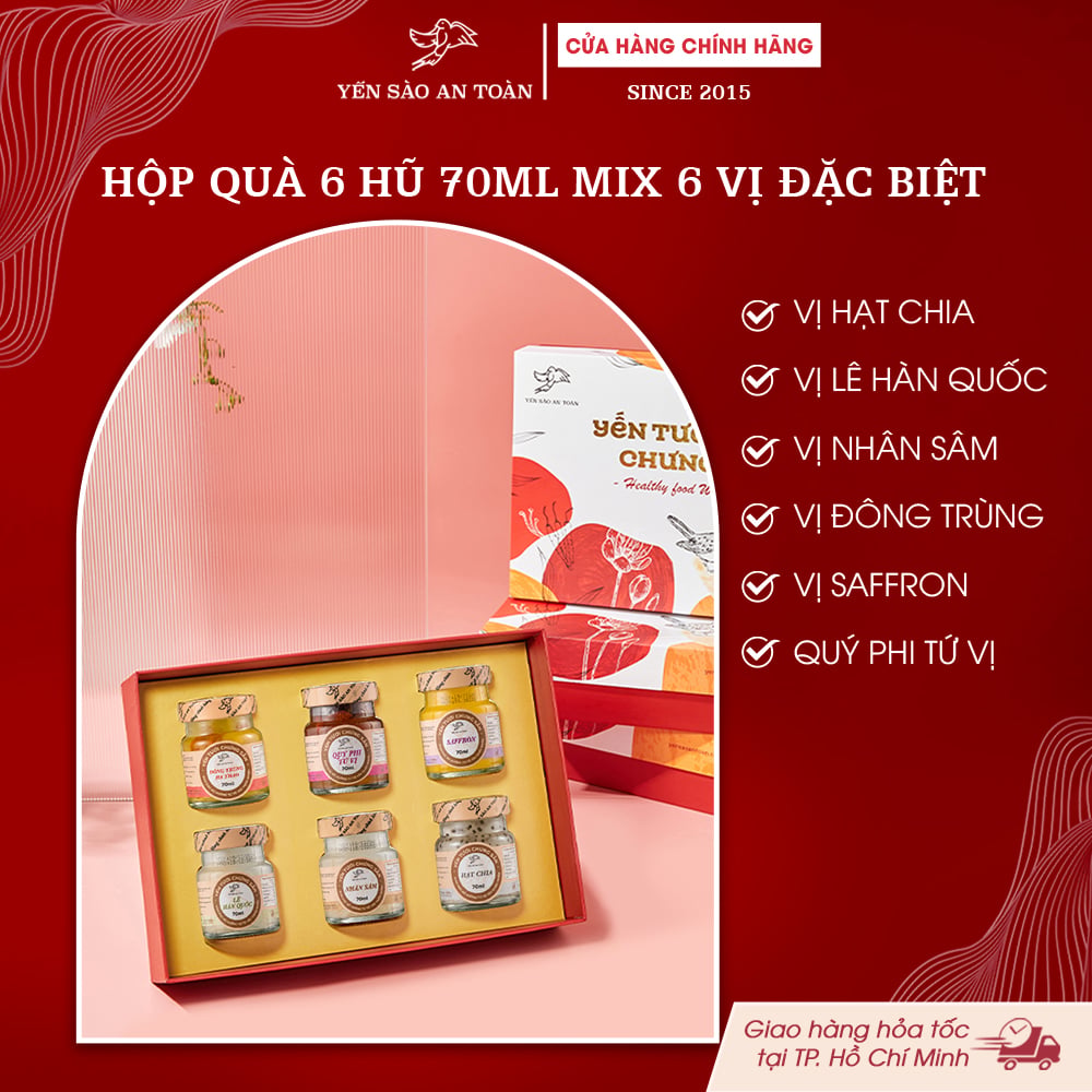 2026 - Hộp quà 6 lọ yến 70ml MIX 6 VỊ BESTSELLER