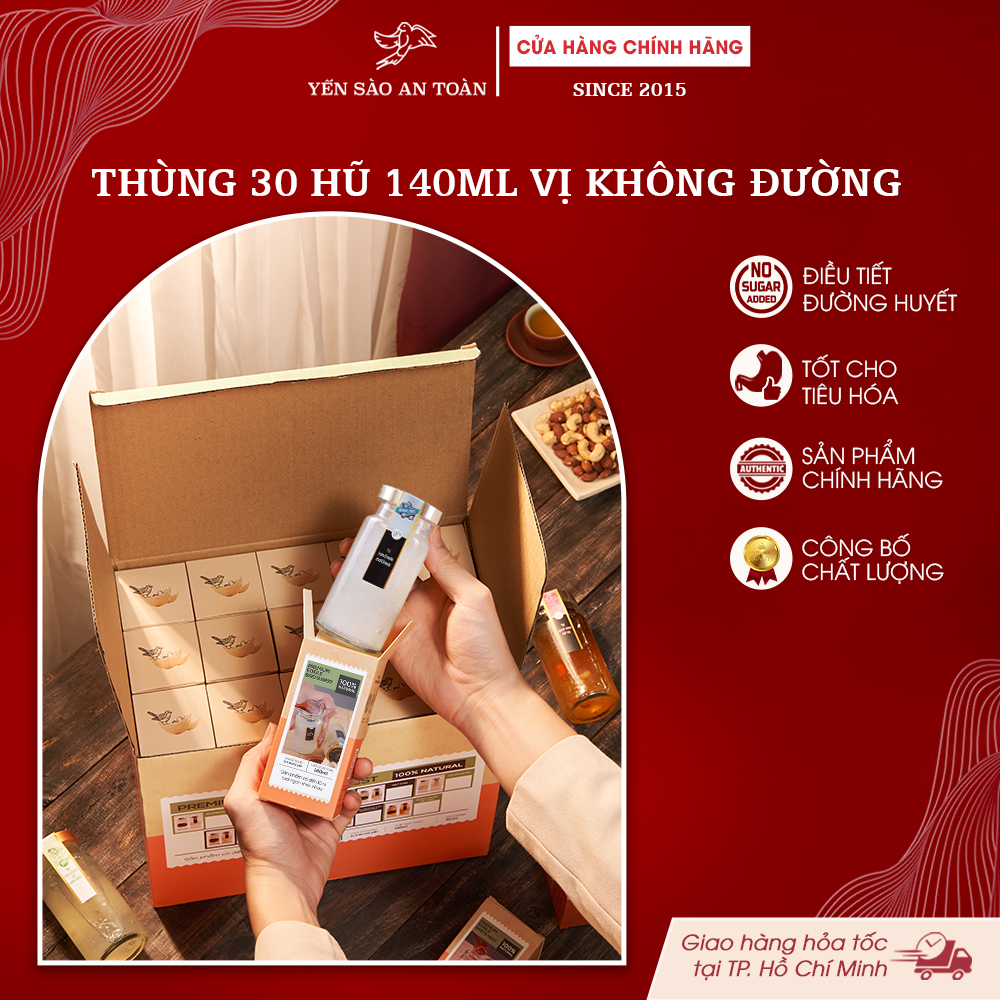 2026 - Thùng 30 lọ yến 140ml vị không đường