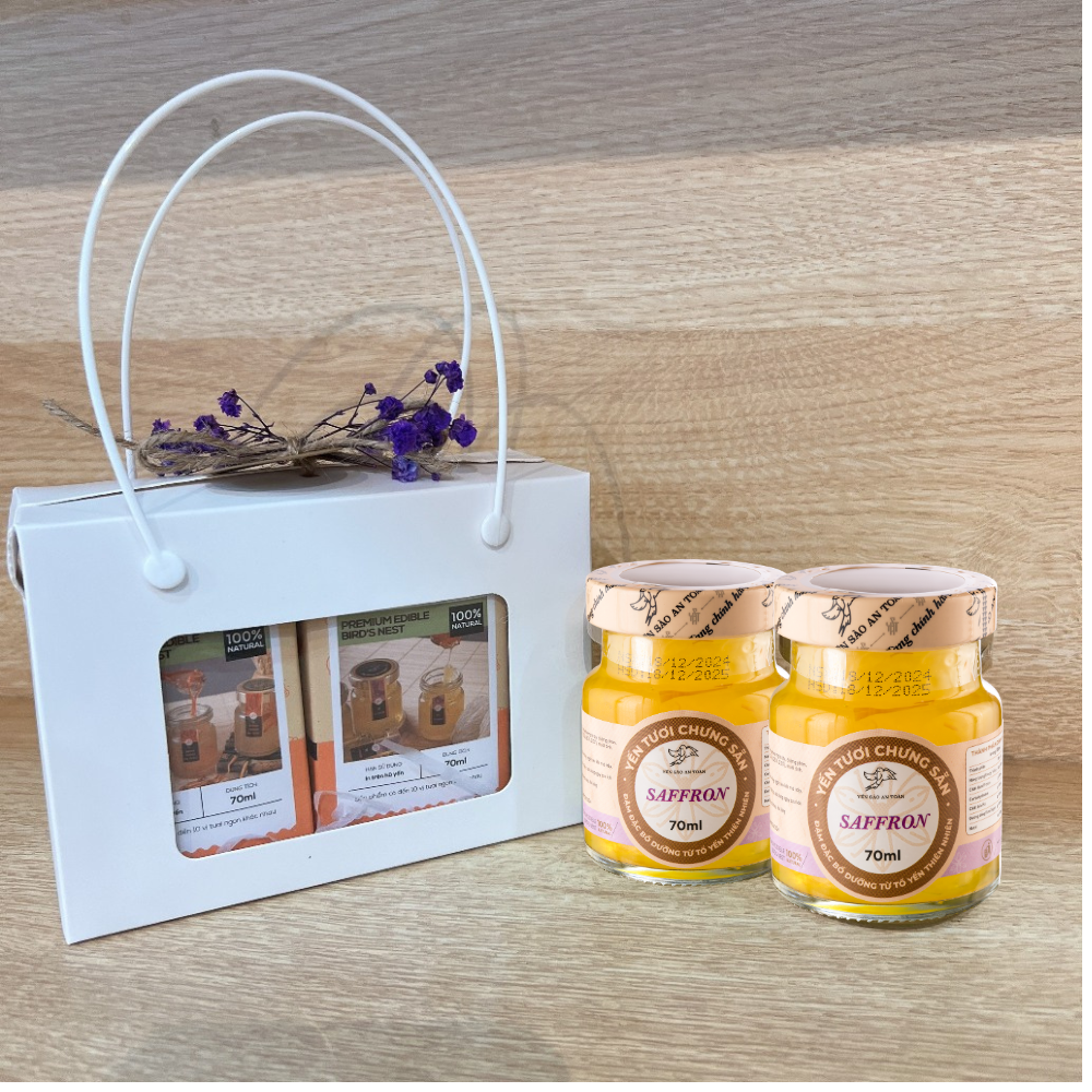 2026 - (Chỉ giao HCM) Hộp quà hoa 2 lọ yến 70ml vị SAFFRON