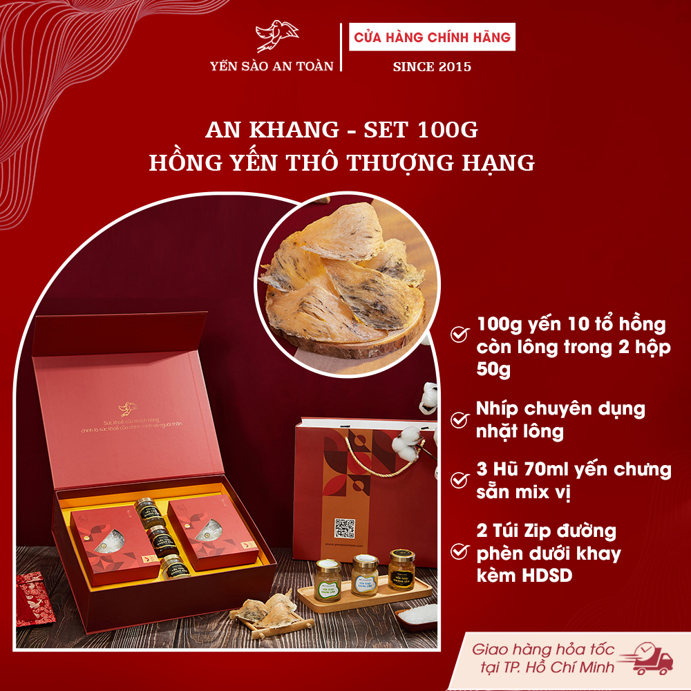 2026 -  HỘP QUÀ 100G VIP ĐẠI LỢI HỒNG YẾN CÒN LÔNG THƯỢNG HẠNG