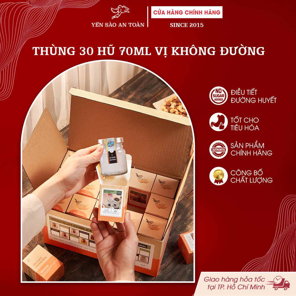 2026 - Thùng 30 Lọ Yến 70ml vị truyền thống không đường