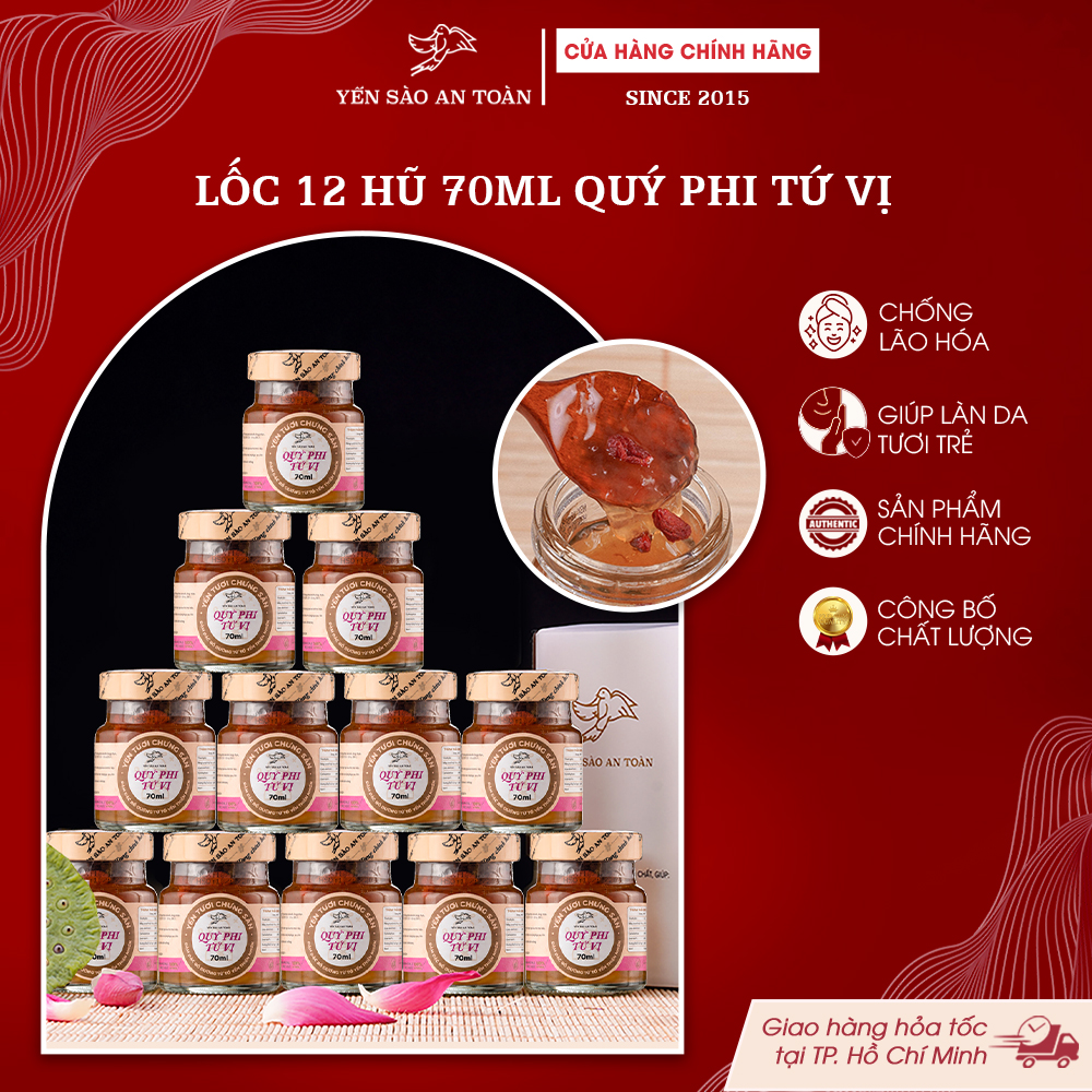 2026 - Lốc thanh lịch 12 lọ yến 70ml TỨ VỊ QUÝ PHI