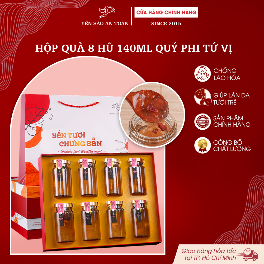 2026 - Hộp quà 8 lọ Yến 140ml Tứ Vị Quý Phi