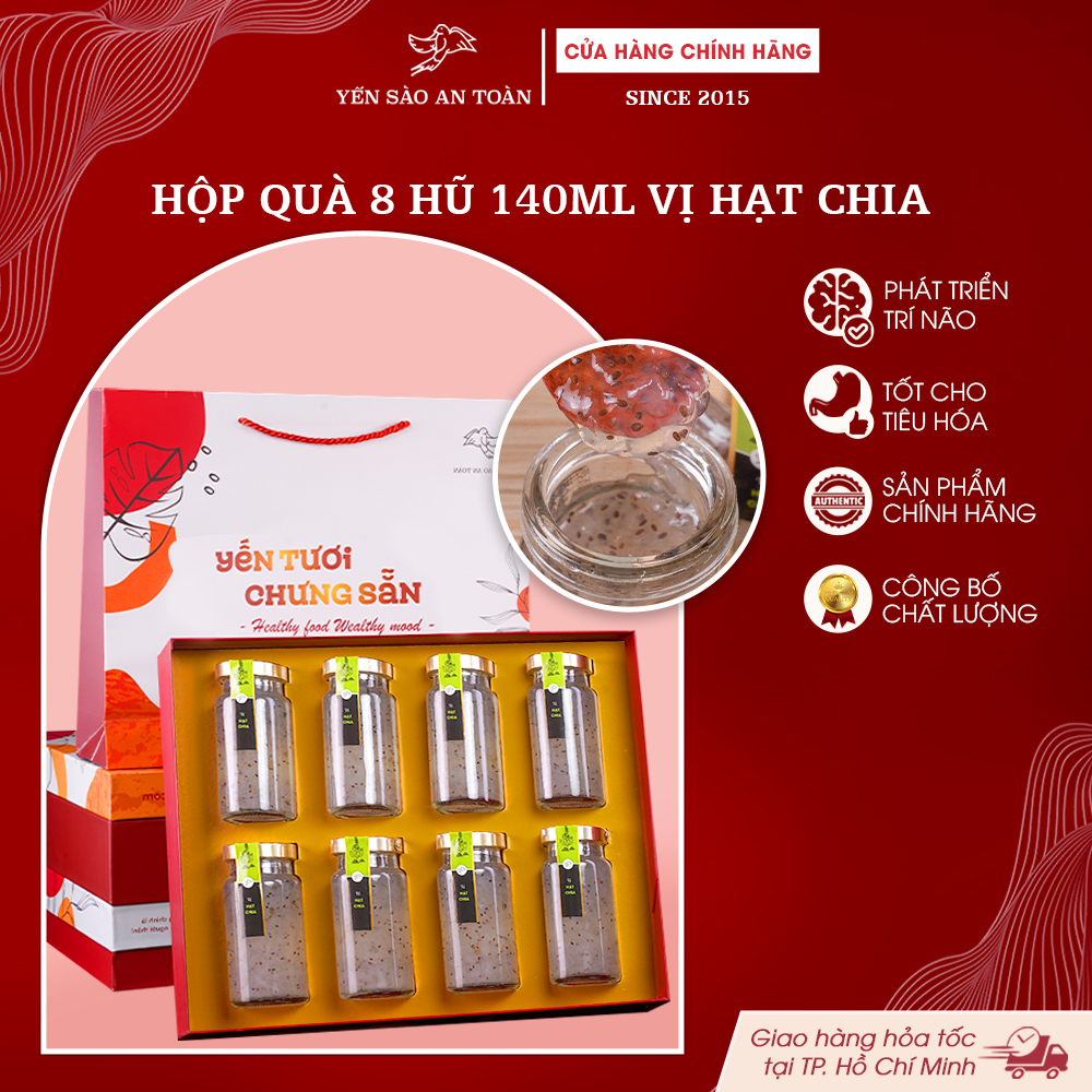 2026 - Hộp quà 8 lọ Yến 140ml vị Hạt Chia
