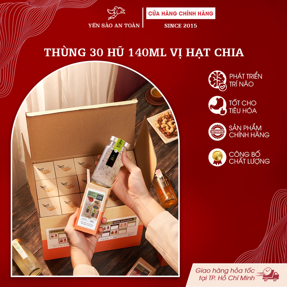 2026 - Thùng 30 lọ yến 140ml vị Hạt Chia