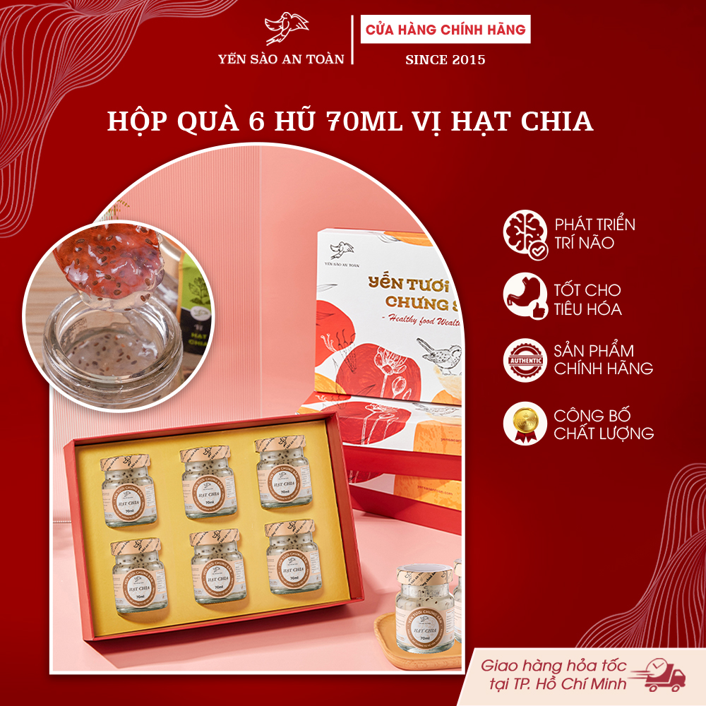 2026 - Hộp quà 6 lọ yến 70ml VỊ HẠT CHIA
