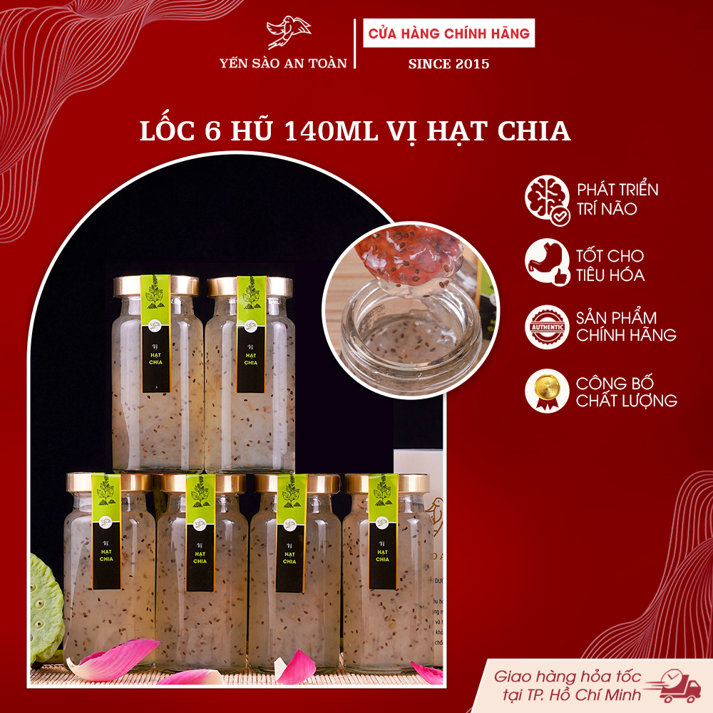 2026 - Hộp thanh lịch 6 lọ Yến 140ml vị Hạt Chia