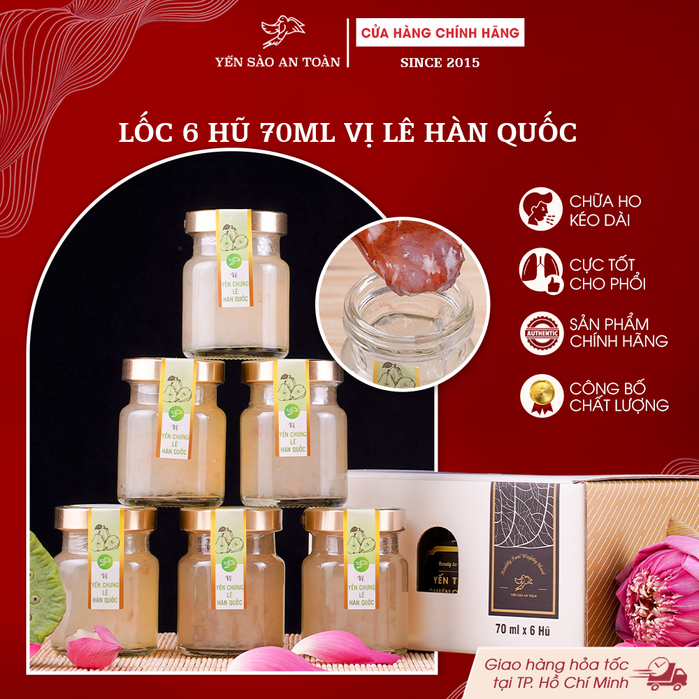 2026 - Lốc 6 lọ yến 70ml vị LÊ