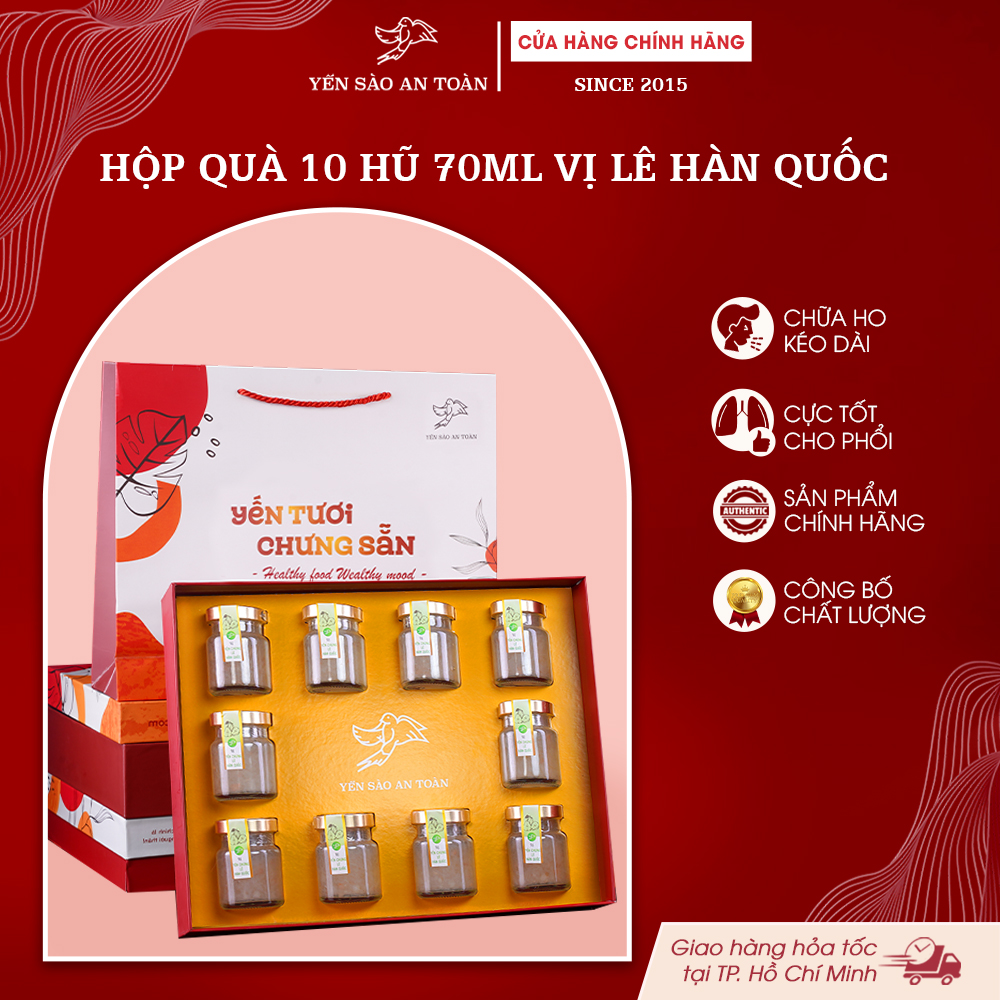 2026 - Hộp quà 10 lọ yến 70ml vị Lê Hàn Quốc