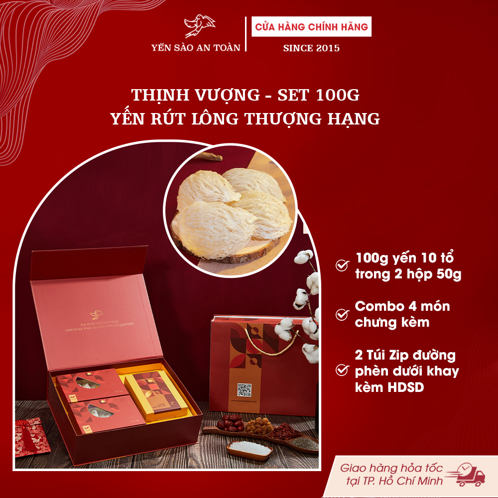 2026 -  HỘP QUÀ VIP ĐẠI LỢI YẾN NGUYÊN TỔ RÚT LÔNG THƯỢNG HẠNG 100G